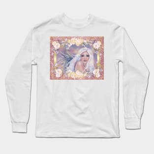 Holiday angel art designed by Renee Lavoie Long Sleeve T-Shirt